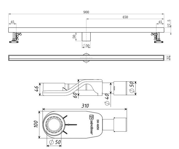 душевой канал WONZON & WOGHAND WW-65409M 90